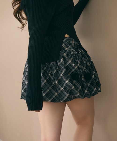 TITTY&CO.（ティティーアンドコー）の「チェック柄バルーンスカート（スカート・レディース・ボルドー/キャメル/ネイビー・FREE）」の5枚目の写真