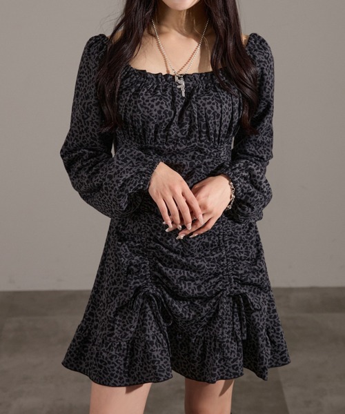 apres jour mignon（アプレジュールミニョン）の「ドロストワンピース（ワンピース・レディース・グレー系その他/ブラウン系その他/チャコールグレー/ブラック系その他/ボルドー・LARGE/フリー）」の3枚目の写真