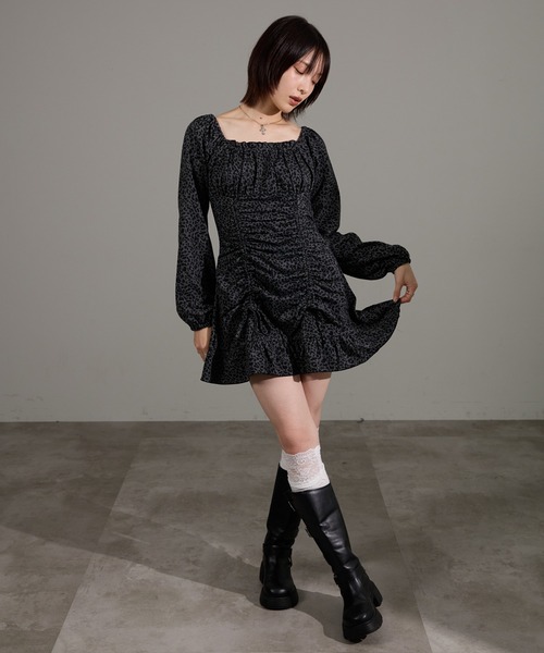 apres jour mignon（アプレジュールミニョン）の「ドロストワンピース（ワンピース・レディース・グレー系その他/ブラウン系その他/チャコールグレー/ブラック系その他/ボルドー・LARGE/フリー）」の8枚目の写真