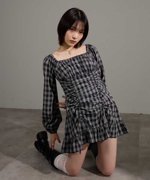 apres jour mignon（アプレジュールミニョン）の「ドロストワンピース（ワンピース・レディース・グレー系その他/ブラウン系その他/チャコールグレー/ブラック系その他/ボルドー・LARGE/フリー）」の11枚目の写真