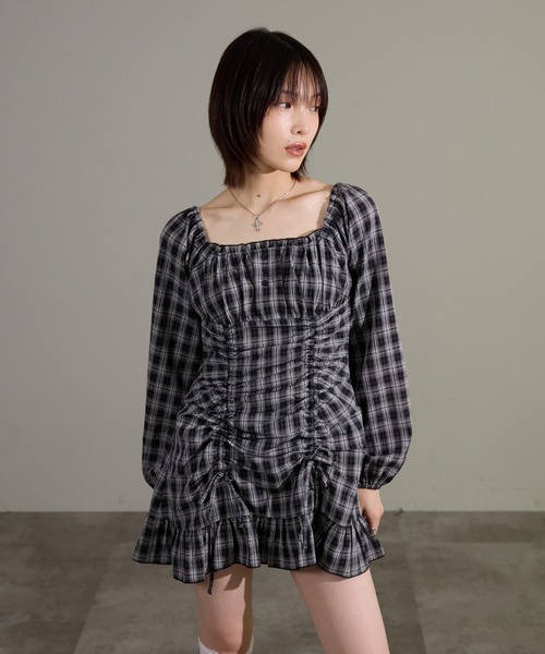 apres jour mignon（アプレジュールミニョン）の「ドロストワンピース（ワンピース・レディース・グレー系その他/ブラウン系その他/チャコールグレー/ブラック系その他/ボルドー・LARGE/フリー）」の13枚目の写真