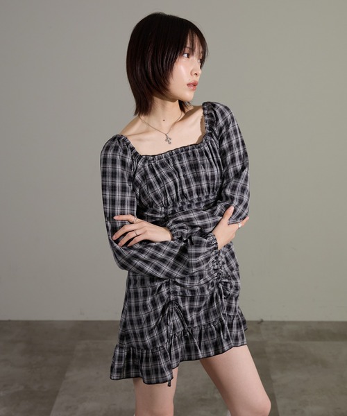 apres jour mignon（アプレジュールミニョン）の「ドロストワンピース（ワンピース・レディース・グレー系その他/ブラウン系その他/チャコールグレー/ブラック系その他/ボルドー・LARGE/フリー）」の14枚目の写真