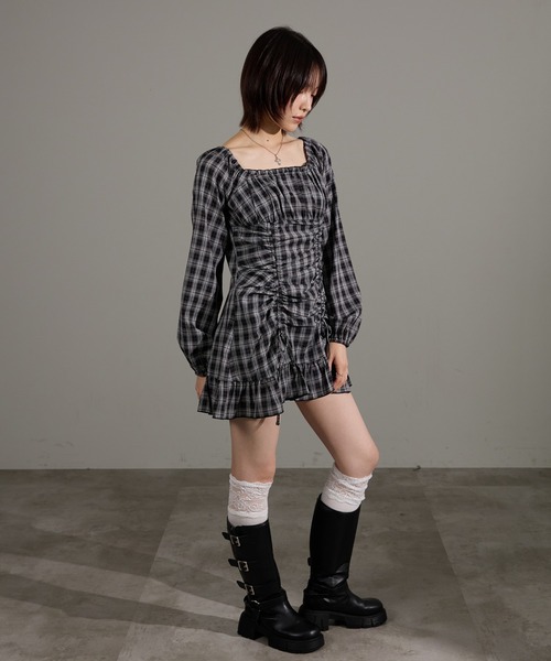 apres jour mignon（アプレジュールミニョン）の「ドロストワンピース（ワンピース・レディース・グレー系その他/ブラウン系その他/チャコールグレー/ブラック系その他/ボルドー・LARGE/フリー）」の17枚目の写真