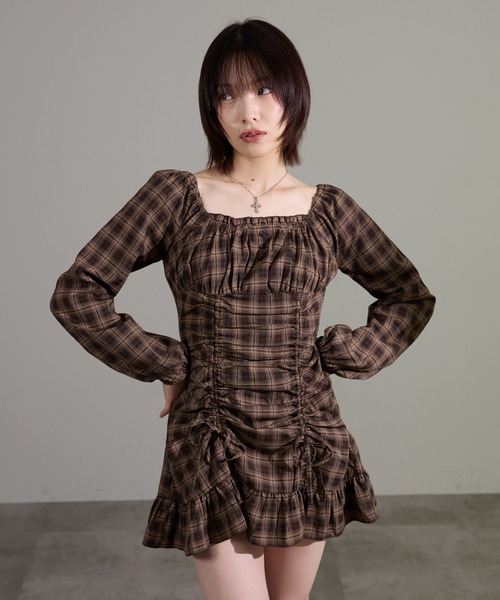 apres jour mignon(アプレジュールミニョン)の「ドロストワンピース(ワンピース・レディース・グレー系その他/ブラウン系その他/チャコールグレー/ブラック系その他/ボルドー・LARGE/フリー)」の20枚目の写真