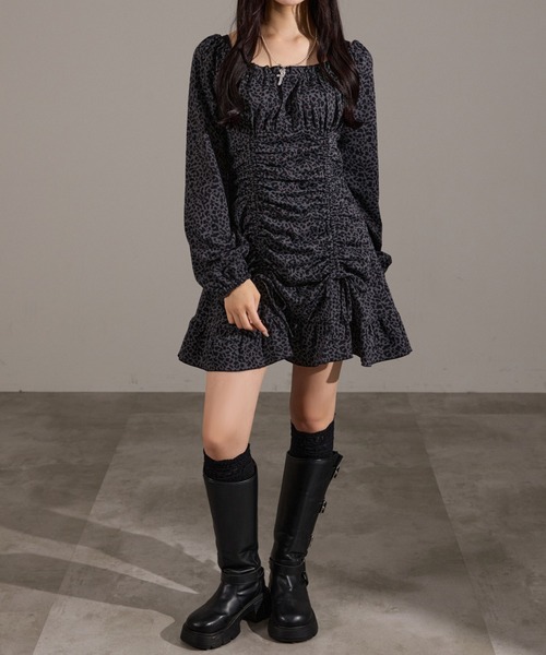 apres jour mignon(アプレジュールミニョン)の「ドロストワンピース(ワンピース・レディース・グレー系その他/ブラウン系その他/チャコールグレー/ブラック系その他/ボルドー・LARGE/フリー)」の12枚目の写真