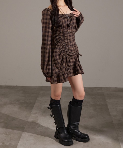 apres jour mignon(アプレジュールミニョン)の「ドロストワンピース(ワンピース・レディース・グレー系その他/ブラウン系その他/チャコールグレー/ブラック系その他/ボルドー・LARGE/フリー)」の18枚目の写真