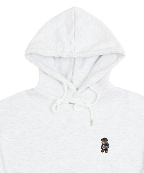 GRAVER（グレーバー）の「[UNISEX]デイジーブーケベア刺繍フードティー_メランジホワイト（パーカー・レディース・ホワイト・SMALL/MEDIUM/LARGE/X-LARGE）」の7枚目の写真