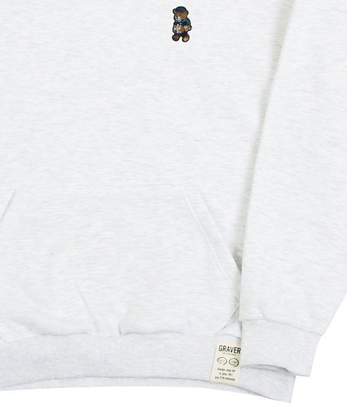 GRAVER（グレーバー）の「[UNISEX]デイジーブーケベア刺繍フードティー_メランジホワイト（パーカー・レディース・ホワイト・SMALL/MEDIUM/LARGE/X-LARGE）」の8枚目の写真