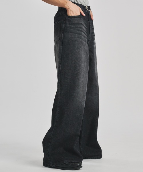selle glant（セレグランテ）の「WIDE BUGGY FADE DENIM PANTS/ワイドバギーフェードデニムパンツ（デニムパンツ・メンズ・ブラック/インディゴブルー/グレー・MEDIUM/LARGE/SMALL）」の7枚目の写真