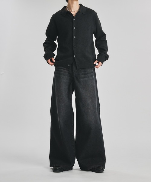 selle glant（セレグランテ）の「WIDE BUGGY FADE DENIM PANTS/ワイドバギーフェードデニムパンツ（デニムパンツ・メンズ・ブラック/インディゴブルー/グレー・MEDIUM/LARGE/SMALL）」の10枚目の写真