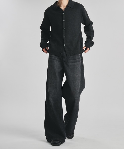 selle glant（セレグランテ）の「WIDE BUGGY FADE DENIM PANTS/ワイドバギーフェードデニムパンツ（デニムパンツ・メンズ・ブラック/インディゴブルー/グレー・MEDIUM/LARGE/SMALL）」の11枚目の写真