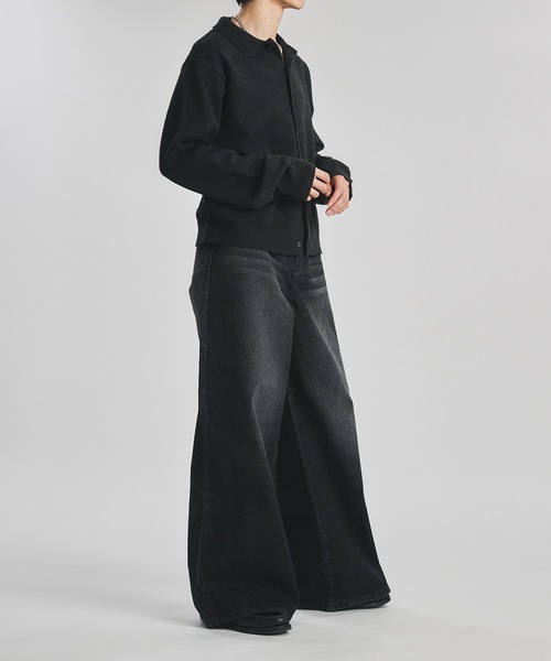 selle glant（セレグランテ）の「WIDE BUGGY FADE DENIM PANTS/ワイドバギーフェードデニムパンツ（デニムパンツ・メンズ・ブラック/インディゴブルー/グレー・MEDIUM/LARGE/SMALL）」の12枚目の写真