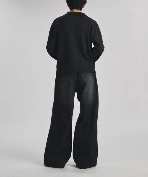 selle glant（セレグランテ）の「WIDE BUGGY FADE DENIM PANTS/ワイドバギーフェードデニムパンツ（デニムパンツ・メンズ・ブラック/インディゴブルー/グレー・MEDIUM/LARGE/SMALL）」の13枚目の写真