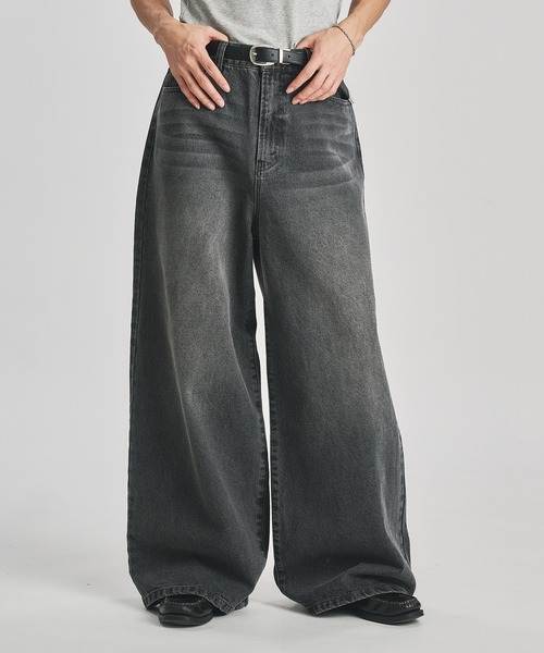 selle glant（セレグランテ）の「WIDE BUGGY FADE DENIM PANTS/ワイドバギーフェードデニムパンツ（デニムパンツ・メンズ・ブラック/インディゴブルー/グレー・MEDIUM/LARGE/SMALL）」の16枚目の写真