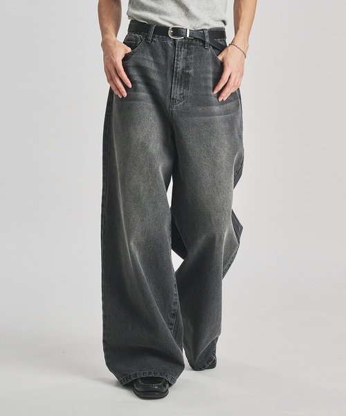 selle glant（セレグランテ）の「WIDE BUGGY FADE DENIM PANTS/ワイドバギーフェードデニムパンツ（デニムパンツ・メンズ・ブラック/インディゴブルー/グレー・MEDIUM/LARGE/SMALL）」の17枚目の写真