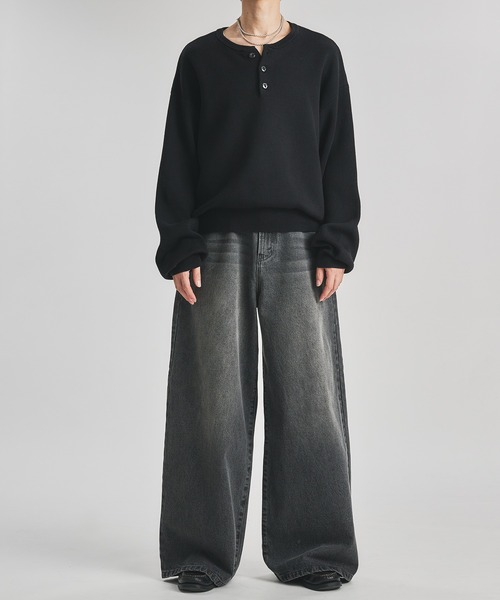 selle glant（セレグランテ）の「WIDE BUGGY FADE DENIM PANTS/ワイドバギーフェードデニムパンツ（デニムパンツ・メンズ・ブラック/インディゴブルー/グレー・MEDIUM/LARGE/SMALL）」の21枚目の写真