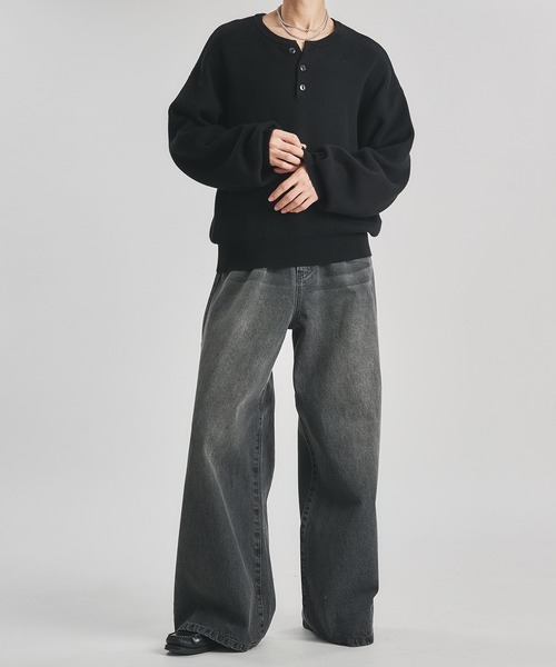 selle glant（セレグランテ）の「WIDE BUGGY FADE DENIM PANTS/ワイドバギーフェードデニムパンツ（デニムパンツ・メンズ・ブラック/インディゴブルー/グレー・MEDIUM/LARGE/SMALL）」の22枚目の写真