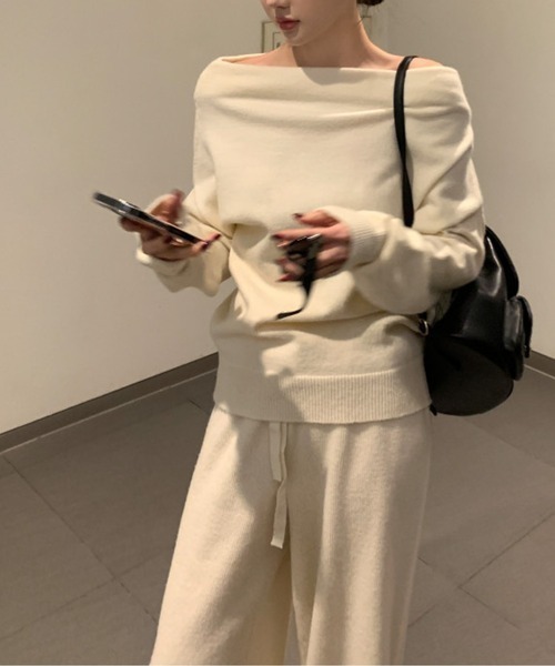 center i(センターアイ)の「【セットアップ】オフショルダートップス+イージーパンツ(セットアップ・レディース・ブラック/グレー/オフホワイト・FREE)」の7枚目の写真