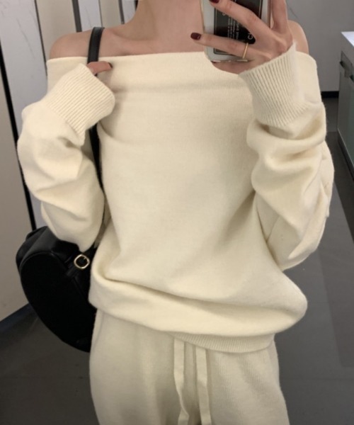center i(センターアイ)の「【セットアップ】オフショルダートップス+イージーパンツ(セットアップ・レディース・ブラック/グレー/オフホワイト・FREE)」の8枚目の写真