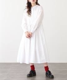 &soiree タック入りウエストリボンシャツワンピース