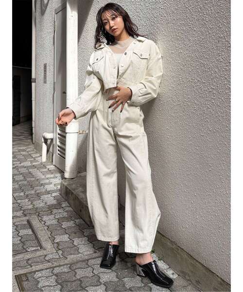 MURUA（ムルーア）の「【セットアップ対応】サイドタックワイドデニム（デニムパンツ・レディース・ミント/ピンク/ブラック/アイボリー・2/1）」の14枚目の写真