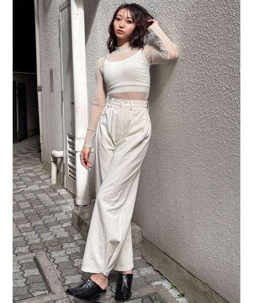 MURUA（ムルーア）の「【セットアップ対応】サイドタックワイドデニム（デニムパンツ・レディース・ミント/ピンク/ブラック/アイボリー・2/1）」の17枚目の写真