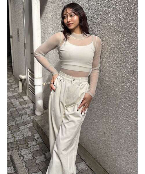 MURUA（ムルーア）の「【セットアップ対応】サイドタックワイドデニム（デニムパンツ・レディース・ミント/ピンク/ブラック/アイボリー・2/1）」の19枚目の写真