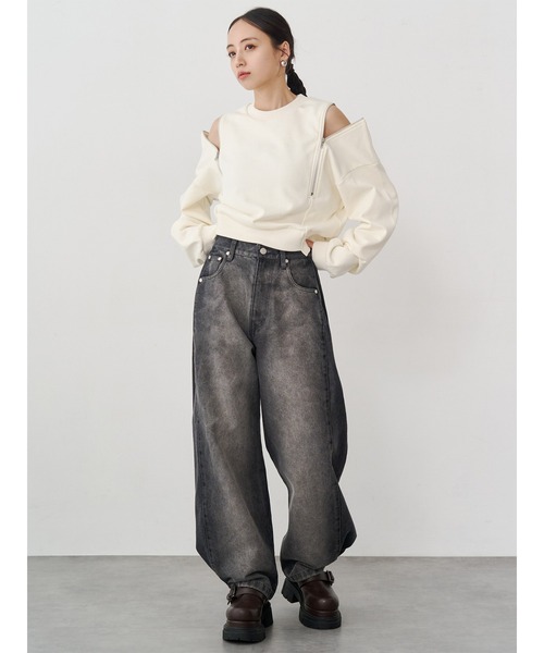 新品未使用　MURUA サイドタックワイドデニム　【セットアップ対応】 セール】【セットアップ対応】サイドタックワイドデニム（デニムパンツ