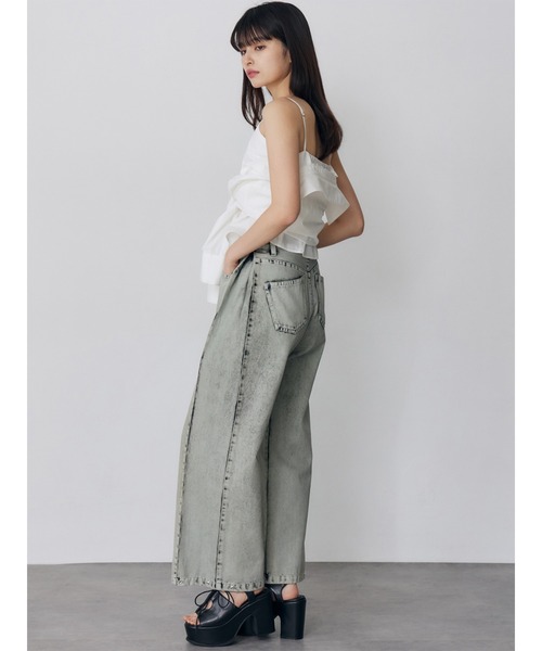 MURUA(ムルーア)の「【セットアップ対応】サイドタックワイドデニム(デニムパンツ・レディース・ミント/ピンク/ブラック/アイボリー・2/1)」の19枚目の写真