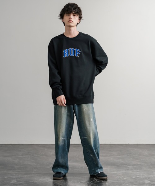 セール】HUF ハフ ARCH APPLIQUE CREWNECK オーバーサイズ裏起毛