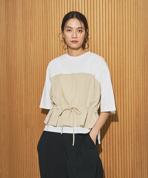 audrey and john wad(オードリーアンドジョンワッド)の「ビスチェ付き半袖カットソー(Tシャツ/カットソー・レディース・ブラック系その他/ホワイト/ホワイト系その他/ブラック・FREE)」の5枚目の写真