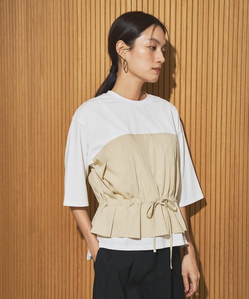 audrey and john wad(オードリーアンドジョンワッド)の「ビスチェ付き半袖カットソー(Tシャツ/カットソー・レディース・ブラック系その他/ホワイト/ホワイト系その他/ブラック・FREE)」の8枚目の写真