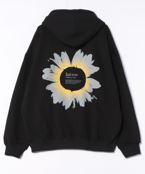 a.p.o.v.（エーピーオービー）の「a.p.o.v. パッチワークポイントビッグフラワーバックプリントオーバーサイズスウェットプルオーバーパーカー（パーカー・メンズ・ブラック/グレー・ONESIZE）」の3枚目の写真