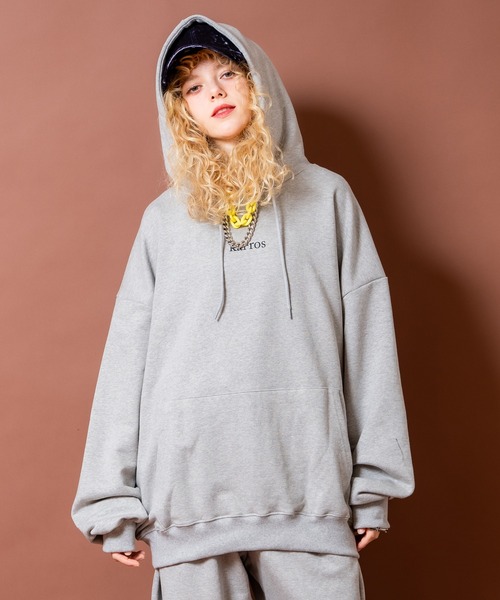 a.p.o.v.（エーピーオービー）の「a.p.o.v. パッチワークポイントビッグフラワーバックプリントオーバーサイズスウェットプルオーバーパーカー（パーカー・メンズ・ブラック/グレー・ONESIZE）」の10枚目の写真