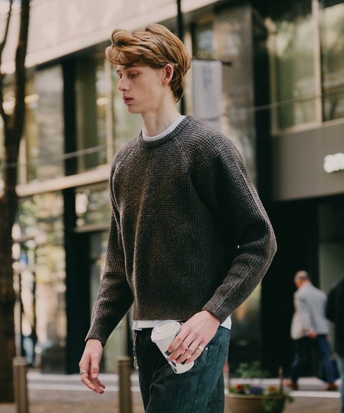 Tpon様 ワッフルライクニット Regen Glanz（レーゲングランツ）の「waffle like raglan knit