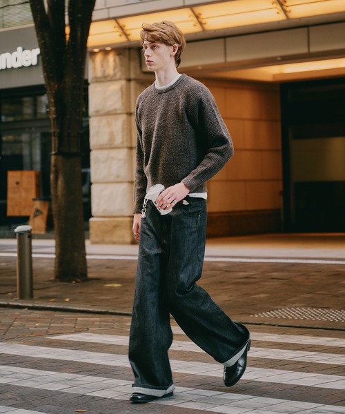Regen Glanz(レーゲングランツ)の「waffle like raglan knit / ワッフルライクラグランニット(ニット/セーター・メンズ・グレー/ブラウン系その他/ワインレッド・LARGE/SMALL/MEDIUM)」の21枚目の写真