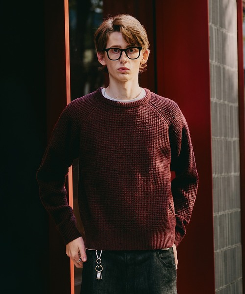 waffle like raglan knit / ワッフルライクラグランニット（ニット