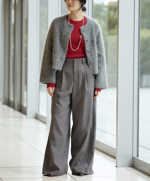 IENA LA BOUCLE（イエナラブークル）の「IENA LA BOUCLE サイロウーステッドツイルタックパンツ（スラックス・レディース・ライトグレー/キャメル・34/36/38/40）」の6枚目の写真