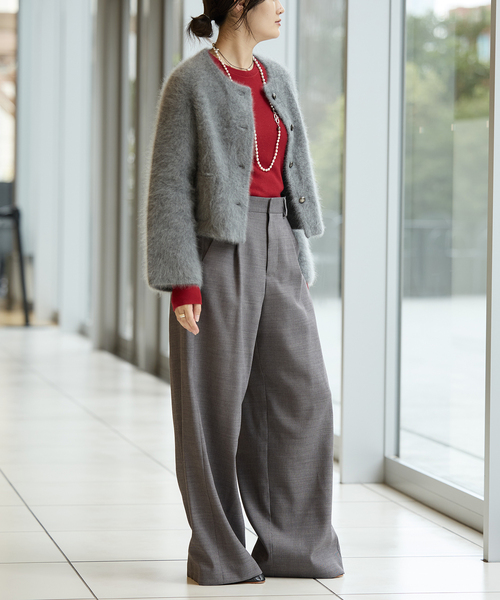 IENA LA BOUCLE（イエナラブークル）の「IENA LA BOUCLE サイロウーステッドツイルタックパンツ（スラックス・レディース・ライトグレー/キャメル・34/36/38/40）」の9枚目の写真