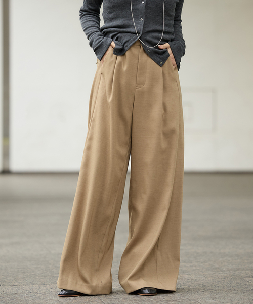 IENA LA BOUCLE（イエナラブークル）の「IENA LA BOUCLE サイロウーステッドツイルタックパンツ（スラックス・レディース・ライトグレー/キャメル・34/36/38/40）」の10枚目の写真