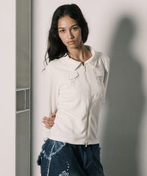 NY PATCH ZIP UP IVORY