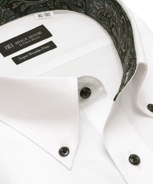 TOKYO SHIRTS(トウキョウシャツ)の「【超形態安定】 形態安定ノンアイロン ボタンダウン 長袖ビジネスワイシャツ(大きいサイズ・長いサイズ)(ビジネスシャツ・メンズ・ホワイト・首回り43cm-裄丈90cm/首回り42cm-裄丈90cm/首回り41cm-裄丈90cm/首回り39cm-裄丈88cm/首回り47cm-裄丈90cm/首回り47cm-裄丈86cm/首回り45cm-裄丈90cm/首回り45cm-裄丈86cm/首回り45cm-裄丈82cm)」の2枚目の写真
