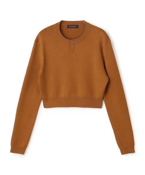 コットンカシミヤ ヘンリーネッククロップドプルーバー（ニット