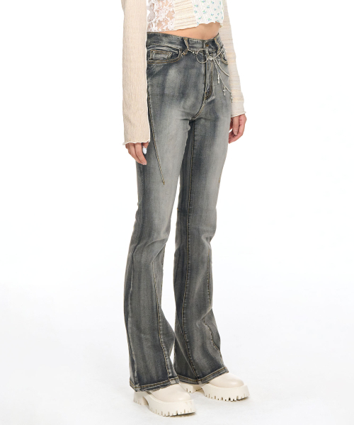 SCHISM INDUCING(スキズムインデューシング)の「DARTS BOOTCUT JEANS GREY(デニムパンツ・レディース・その他・SMALL/MEDIUM)」の4枚目の写真
