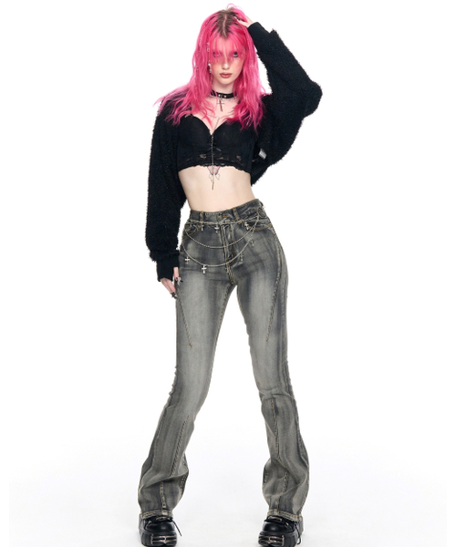 SCHISM INDUCING(スキズムインデューシング)の「DARTS BOOTCUT JEANS GREY(デニムパンツ・レディース・その他・SMALL/MEDIUM)」の11枚目の写真