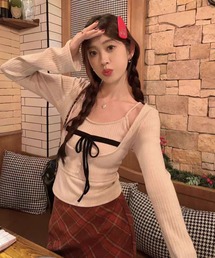 AsheKsha（アシクシャ）の「【新作】ニットセット：オフショルダーブラウス＋単品着用可能なストラップ（ニット/セーター）」