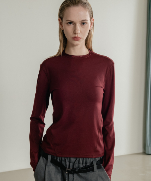 SSIN AND LEE(シンアンドリー)の「(W) アクティブロングスリーブジャージトップ バーガンディ(Tシャツ/カットソー・レディース・その他・F)」の1枚目の写真