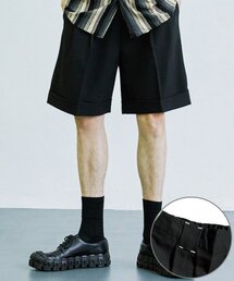 S SY（エスエスワイ）の「ループステッチターンアップハーフパンツブラック（その他パンツ）」