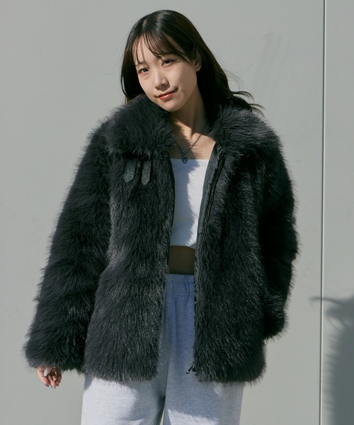 Faux Fur Chin Strap 2-Way Poodle Jacket / フェイクファー チン