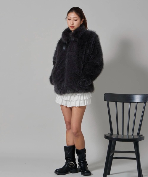Faux Fur Chin Strap 2-Way Poodle Jacket / フェイクファー チン